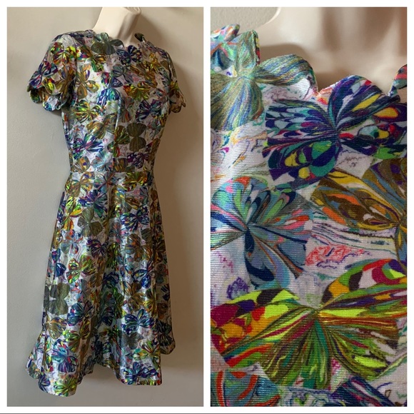 Psychedelic 60s butterfly fit and flare dress (pp) - Picture 2 of 9